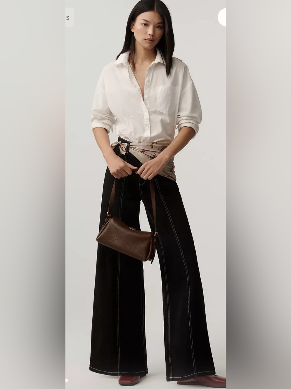 Maeve Delaney Clean Seamed Wide Leg Jeans Black Contrast Stitch Anthropologie27T